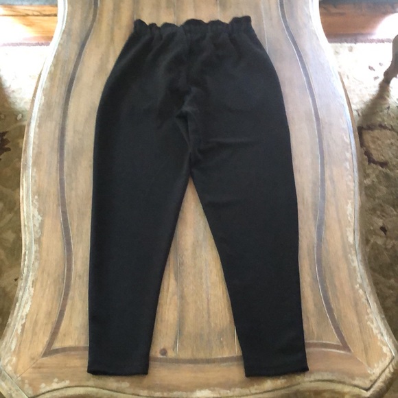 Black paper bag style pull on dress pants - Picture 2 of 5